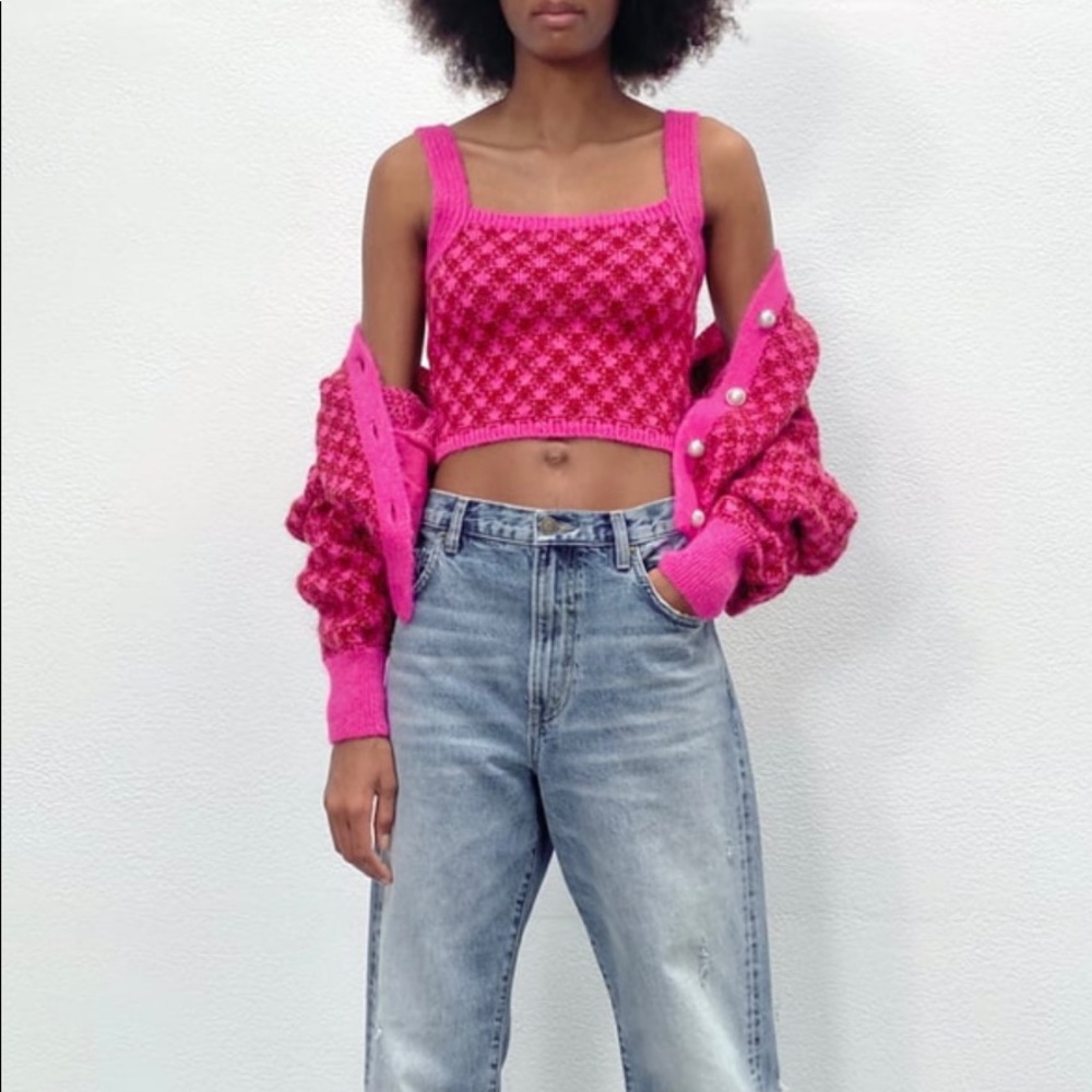Zara Plaid Knit Top